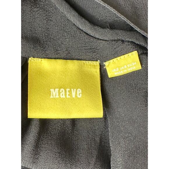 Maeve Anthropologie Top Womens 2 Black Brearly Cold Shoulder Feminine Ruffle - Picture 6 of 8